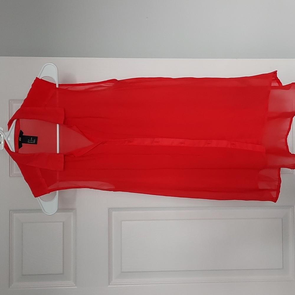 H&M Hot Red Sheer Sleeveless Top - Picture 1 of 5